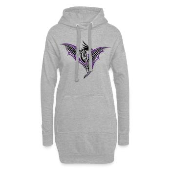 Drache mit großen Flügeln - Hoodie-Kleid - Grau meliert - Vorne
