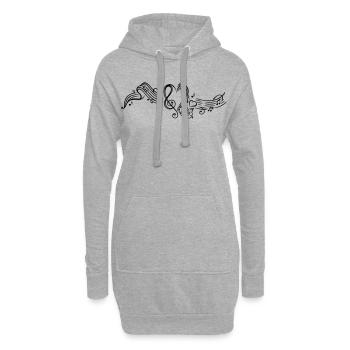 Notenblatt mit Musiknoten, music, notes, clef - Hoodie-Kleid - Grau meliert - Vorne