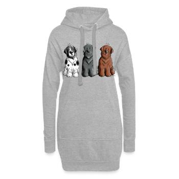 Neufundländer Trio - Hoodie-Kleid - Grau meliert - Vorne
