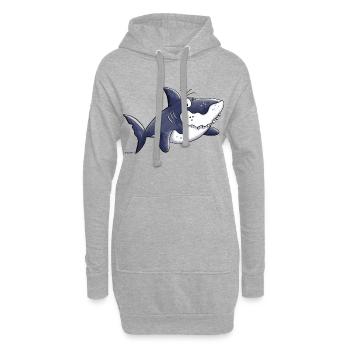 Requin comique - Sweat-shirt à capuche long Femme - gris chiné - Devant