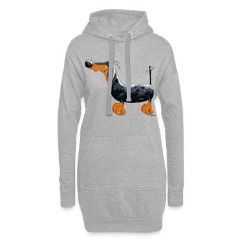 Da steht ein Dackel - Hoodie-Kleid - Grau meliert - Vorne