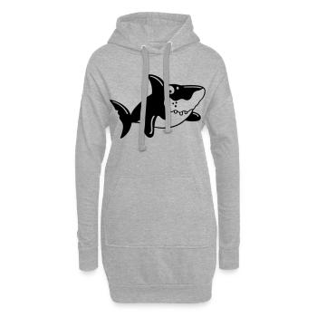 Requin comique - Sweat-shirt à capuche long Femme - gris chiné - Devant