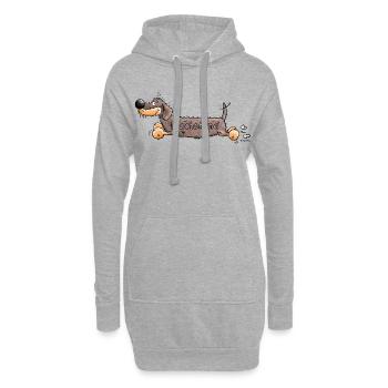 Niedlicher Dackel - Hoodie-Kleid - Grau meliert - Vorne
