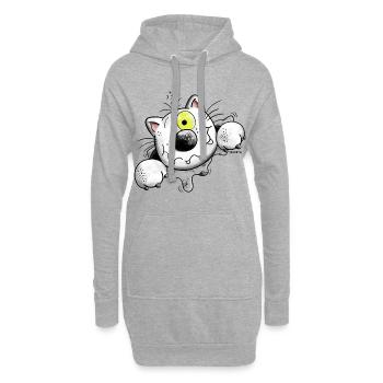 Crazy Cat - Sweat-shirt à capuche long Femme - gris chiné - Devant
