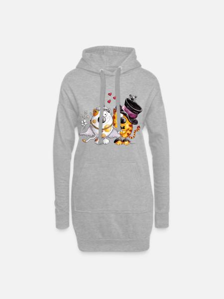 Hochzeit mit Herz - Hoodie-Kleid - Grau meliert