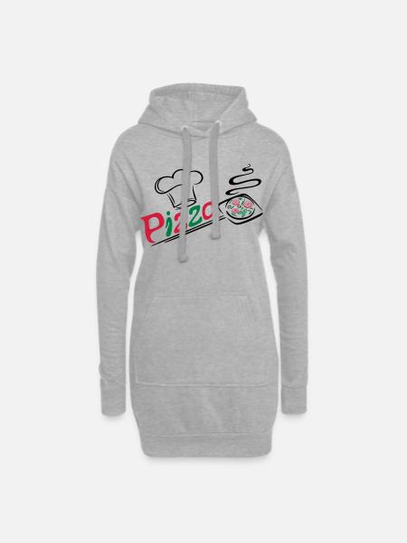Pizza Bäcker mit Kochmütze, chef hat - Hoodie-Kleid - Grau meliert