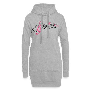 Musik, Notenschlüssel mit Notenblatt und Noten - Hoodie-Kleid - Grau meliert - Vorne