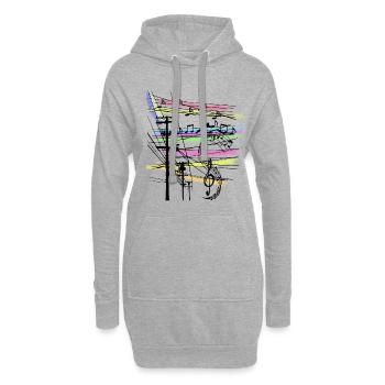 Musik Noten - Hoodie-Kleid - Grau meliert - Vorne