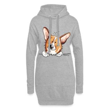 Cute Welsh Corgi Cardigan - Chien - Chiens - Sweat-shirt à capuche long Femme - gris chiné - Devant