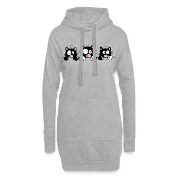 Drôle chat dessin animé - Sweat-shirt à capuche long Femme - gris chiné - Devant