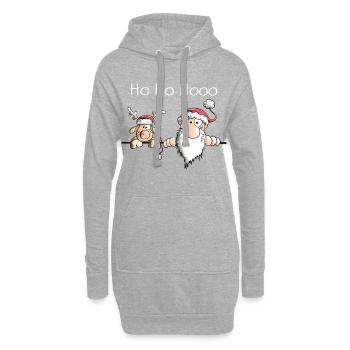 Der Nikolaus und sein Rentier - Hoodie-Kleid - Grau meliert - Vorne