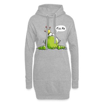 Kiss Me Grenouille - Sweat-shirt à capuche long Femme - gris chiné - Devant