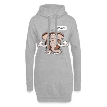 Großes Mammut - Elefant - Elfenbein - Tier - Tiere - Hoodie-Kleid - Grau meliert - Vorne
