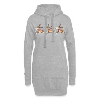 Rentier Trio - Rentiere - Ren - Weihnachten - Xmas - Hoodie-Kleid - Grau meliert - Vorne