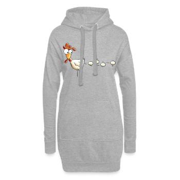 Poule pond un oeuf dessin animé - Sweat-shirt à capuche long Femme - gris chiné - Devant