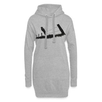 Rabe Krähe Zaun Zaunpfahl - Hoodie-Kleid - Grau meliert - Vorne