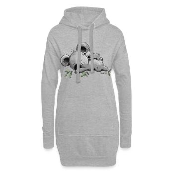 Koala mit Baby - Hoodie-Kleid - Grau meliert - Vorne