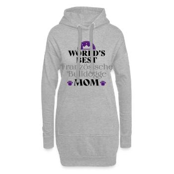 Französische Bulldogge - Hoodie-Kleid - Grau meliert - Vorne