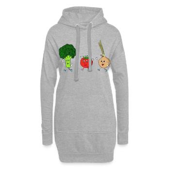 Parade de légumes - Sweat-shirt à capuche long Femme - gris chiné - Devant