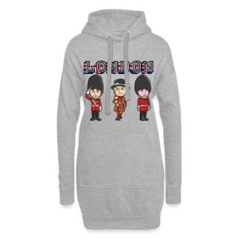 Trio de dessins animés London Beefeater - Sweat-shirt à capuche long Femme - gris chiné - Devant