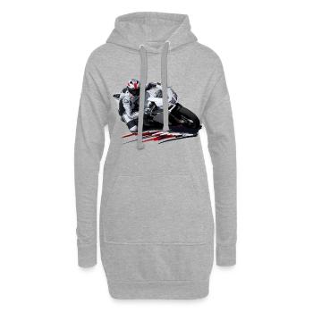 Moto de course - Sweat-shirt à capuche long Femme - gris chiné - Devant