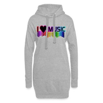 I love Music - Hoodie-Kleid - Grau meliert - Vorne