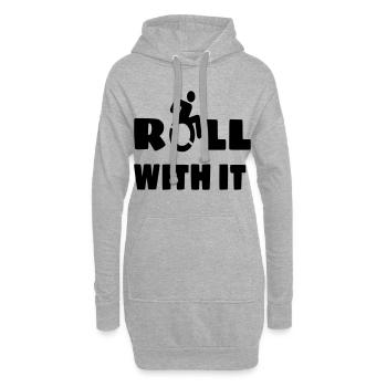 Ich rolle mit meinem Rollstuhl, Rolle, Behinderten # - Hoodie-Kleid - Grau meliert - Vorne