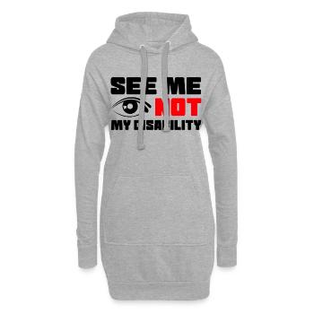 Sieh mich, nicht meine Behinderung, Rollstuhl # - Hoodie-Kleid - Grau meliert - Vorne