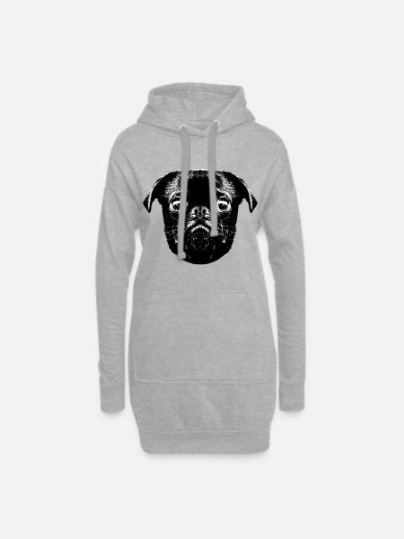Otto's Mops hopst - Hoodie-Kleid - Grau meliert