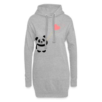 panda herz niedlich luftballon bär groß dick kusch - Hoodie-Kleid - Grau meliert - Vorne