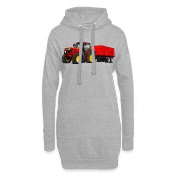 Traktor mit Anhänger - Hoodie-Kleid - Grau meliert - Vorne