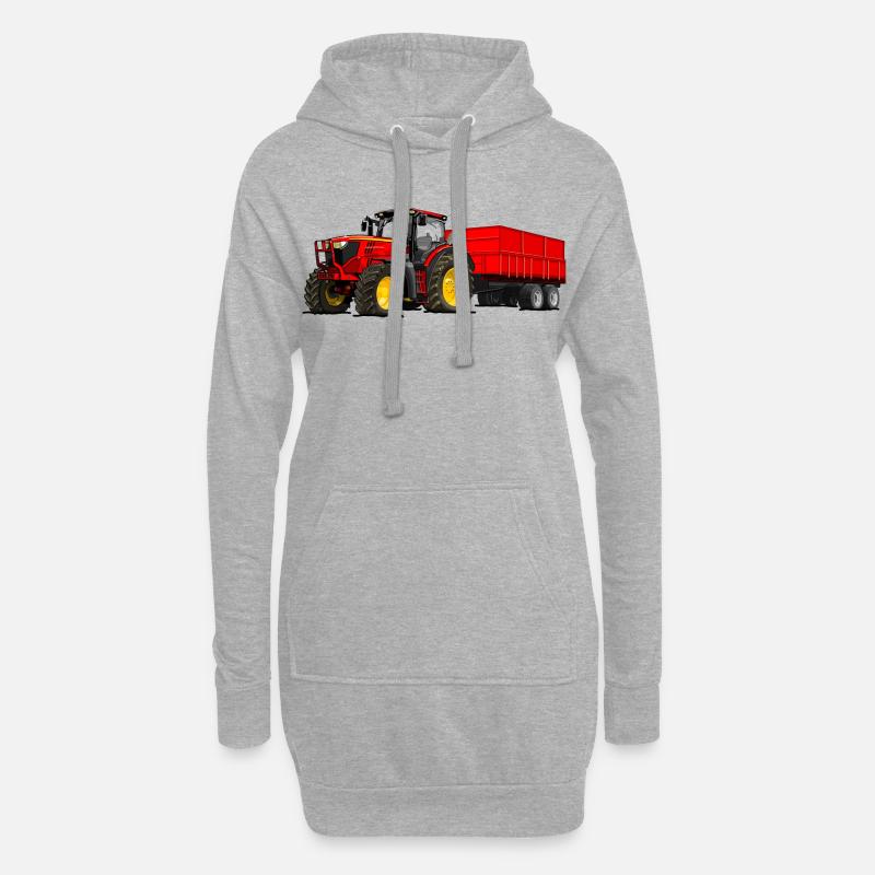 Traktor mit Anhänger - Hoodie-Kleid - Grau meliert