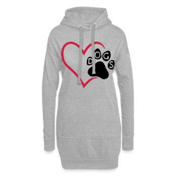 Patte de chien dans le coeur - j'aime les chiens - Sweat-shirt à capuche long Femme - gris chiné - Devant