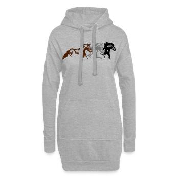 Chevaux, poneys, animaux, étalon, animal - Sweat-shirt à capuche long Femme - gris chiné - Devant