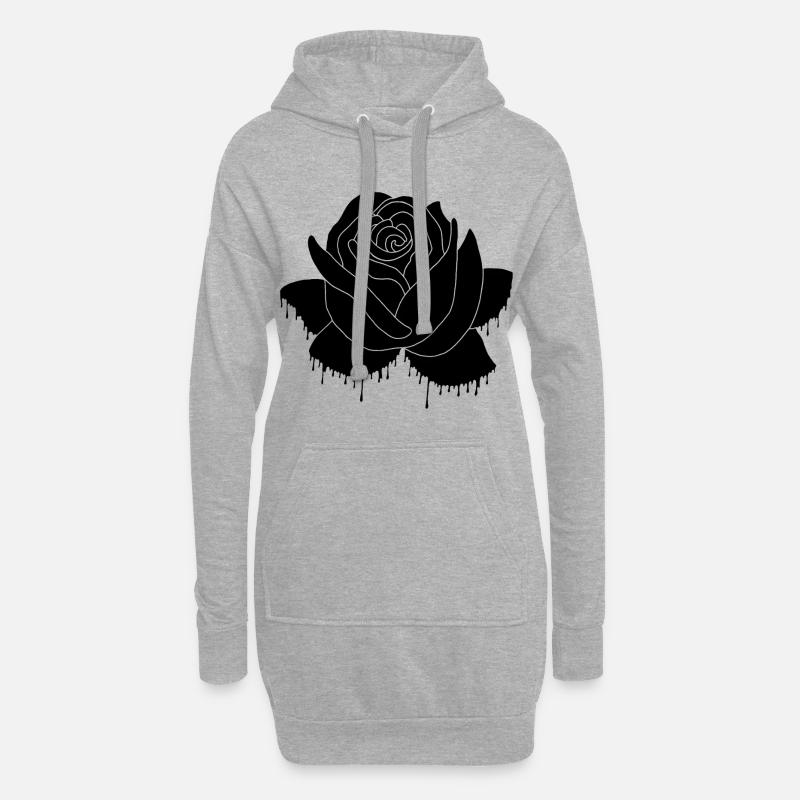 Graffiti einer schwarzen Rose - Hoodie-Kleid - Grau meliert