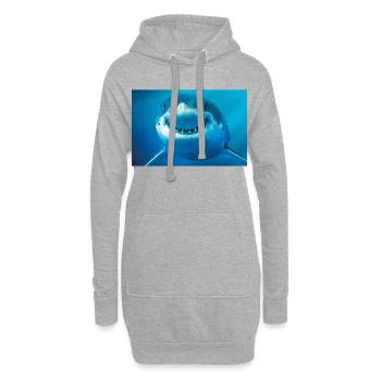 Lächelnder Hai unter Wasser - Hoodie-Kleid - Grau meliert - Vorne