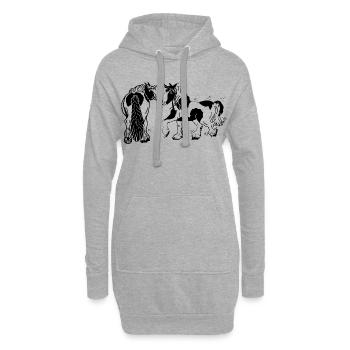Originelle Tinker Pferde Irish Cobs - Hoodie-Kleid - Grau meliert - Vorne