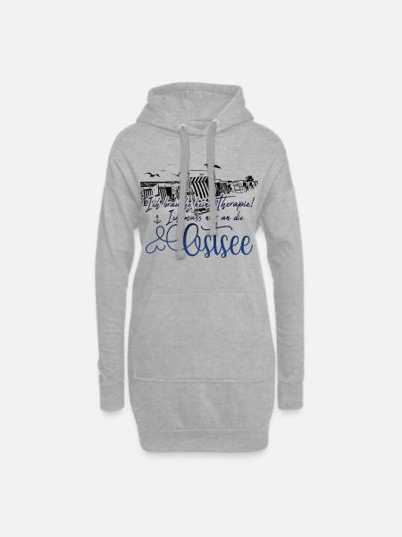 Ostsee! Ich muss nur an die Ostsee - Hoodie-Kleid - Grau meliert