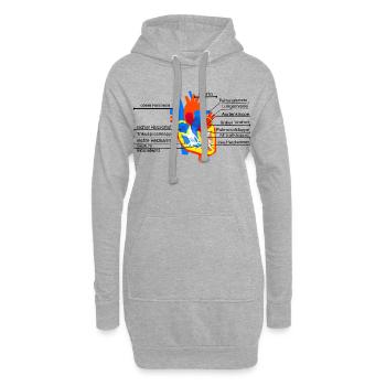 Anatomisches Herz, Cor, - Hoodie-Kleid - Grau meliert - Vorne