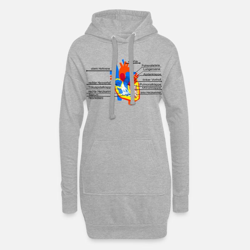 Anatomisches Herz, Cor, - Hoodie-Kleid - Grau meliert
