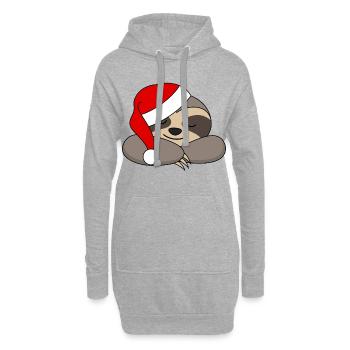 Paresseux Santa Hat Santa Santa Claus XMas - Sweat-shirt à capuche long Femme - gris chiné - Devant