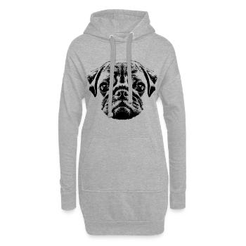 Chiot carlin / bébé carlin / visage de carlin - Sweat-shirt à capuche long Femme - gris chiné - Devant