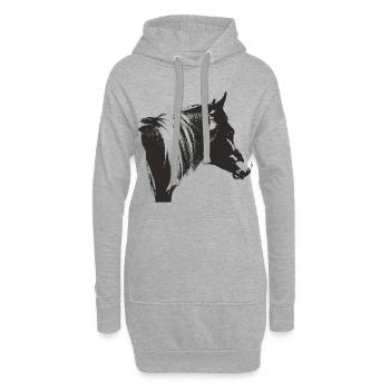 Lewitzer Schecke, Pferd Schecke, Pinto  - Hoodie-Kleid - Grau meliert - Vorne