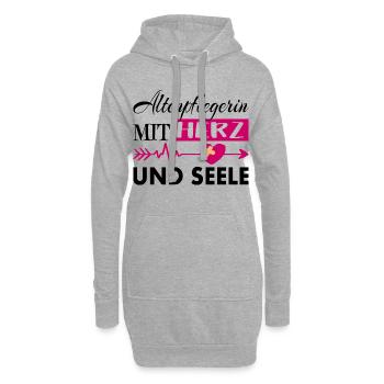 Altenpflegerin mit Herz und Seele - Hoodie-Kleid - Grau meliert - Vorne