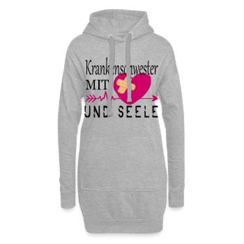 Krankenschwester mit Herz - Hoodie-Kleid - Grau meliert - Vorne