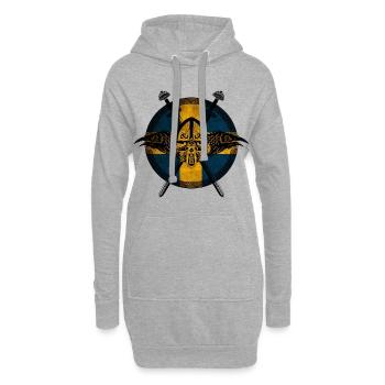Wikinger Viking Schweden Flagge Raben Design - Hoodie-Kleid - Grau meliert - Vorne