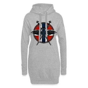 Wikinger Viking Norwegen Flagge Raben Design - Hoodie-Kleid - Grau meliert - Vorne