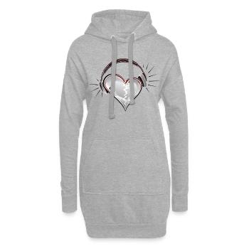 Herzschlag mit Kopfhörern - Hoodie-Kleid - Grau meliert - Vorne