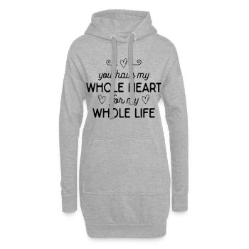 Déclaration d'amour romantique - Sweat-shirt à capuche long Femme - gris chiné - Devant