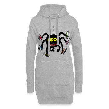 Spinne in bunten Schuhen - Hoodie-Kleid - Grau meliert - Vorne